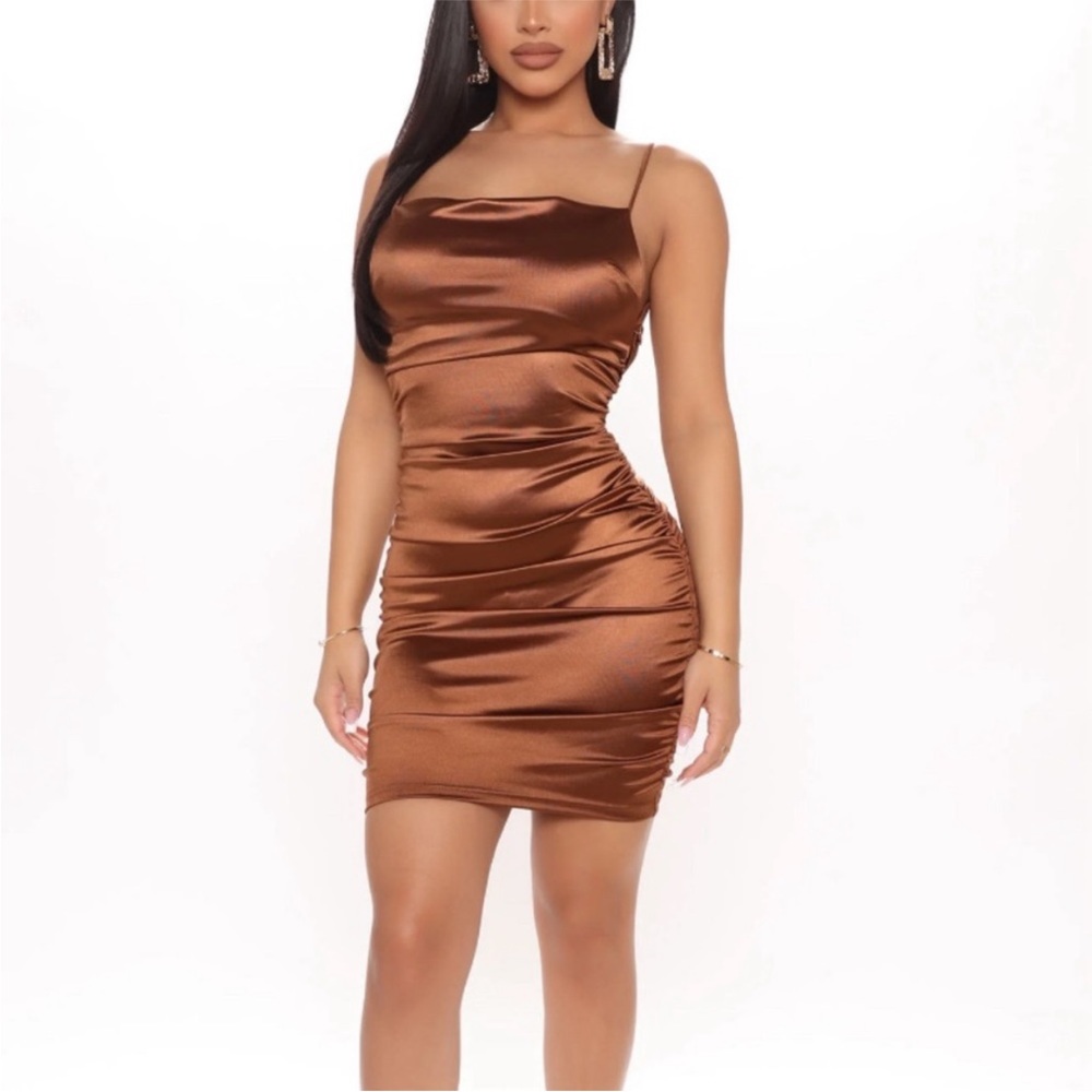 Fashion Nova Sweeter Than You Satin Mocha Mini dress
